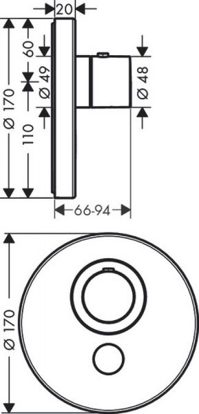 Axor ShowerSelect Thermostat Highflow Round Unterputz, 1 Verbraucher, mit zusätzlichem Abgang