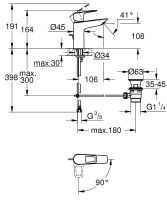 Vorschau: Grohe BauLoop Waschtischarmatur M-Size mit Ablaufgarnitur, Energie-Spar-Funktion, chrom