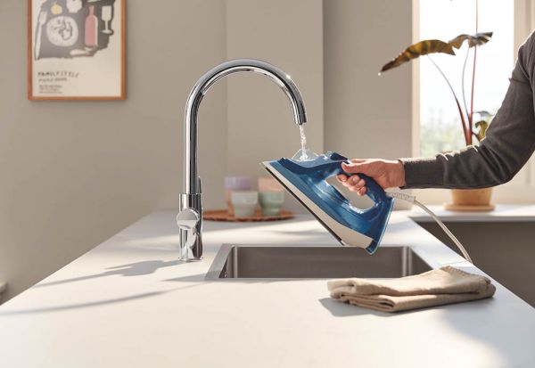 Grohe Blue Pure BauCurve Küchenarmatur Starter Set, mit C-Auslauf und S-Size Filter, chrom