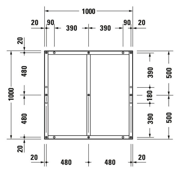 Duravit Tempano Fußgestell höhenverstellbar 70 - 100mm 1000x1000x85mm