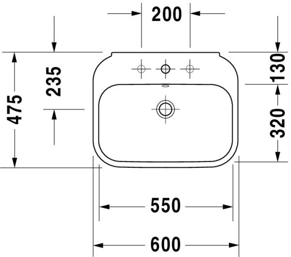 Duravit Happy D.2 Waschtisch 60x47,5cm, mit Überlauf, ohne Wondergliss, weiß 2316600000