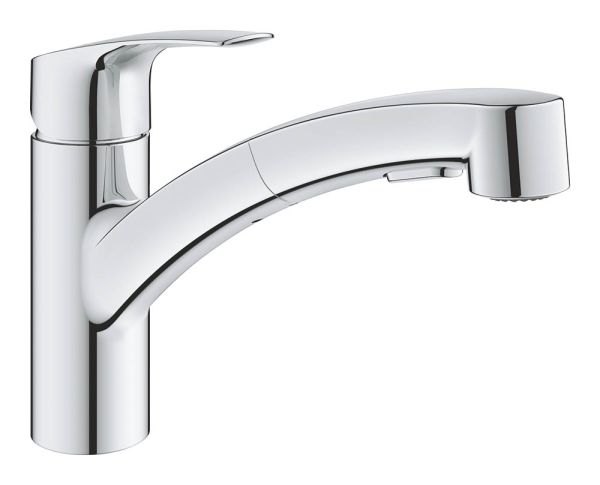 Grohe Eurosmart Einhand-Spültischbatterie mit herausziehbarer Dual Spülbrause, flacher Auslauf, chrom 30305001