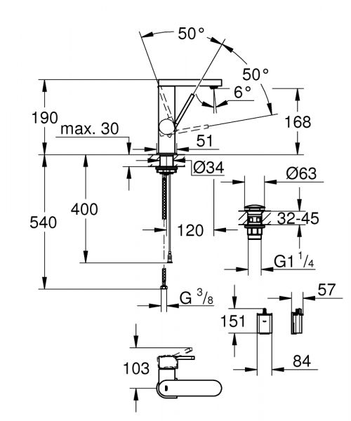 Grohe Plus Einhand-Waschtischbatterie mit digitalem Display, M-Size, chrom