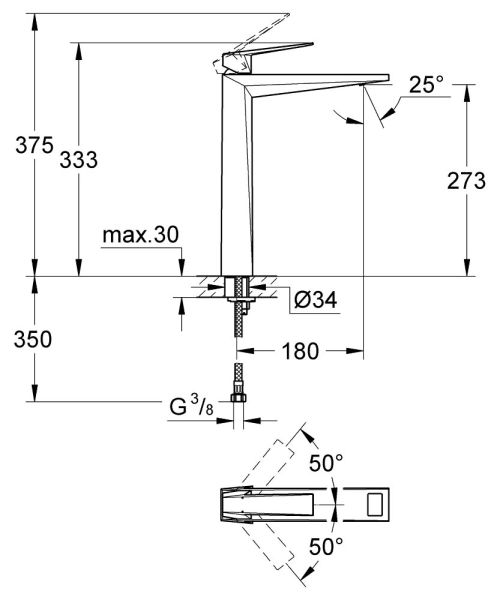 Grohe Allure Brilliant Einhand-Waschtischbatterie XL-Size für freistehende Waschschüsseln