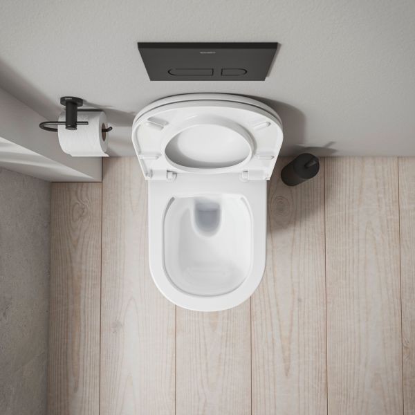 Duravit D-Code Wand-WC Set mit SoftClose WC-Sitz 54x37cm vormontierte Scharniere weiß 45130900B2