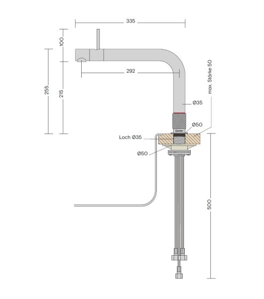 Quooker Front Kochendwasser-Küchenarmatur mit vorderem Mischwasser-Hebel