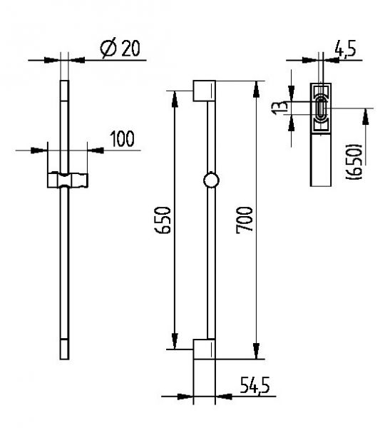 Avenarius Shower Brausestange 70cm mit Gleiter für Handbrause, chrom