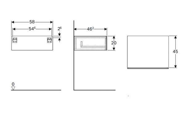 Geberit Xeno² Seitenschrank mit 1 Schublade, 58x20x46,2cm_1