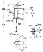 Vorschau: Grohe Eurosmart Einhand-Waschtischbatterie M-Size mit Push-Open, offener Hebelgriff, chrom