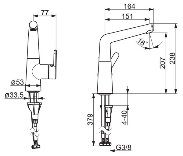 Hansa Hansadesigno Style Waschtisch-Einhand-Einlochbatterie, schwenkbar, chrom