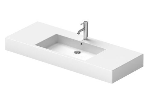 Duravit Vero Waschtisch rechteckig 125x49cm, mit 1 Hahnloch und Überlauf, WonderGliss, weiß 03291200001