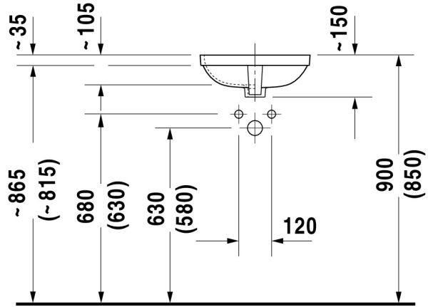 Duravit DuraStyle Unterbauwaschtisch quadratisch 40x40cm, mit Überlauf, WonderGliss, weiß 03733700001