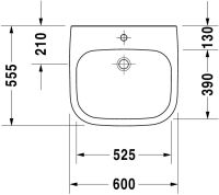 Vorschau: Duravit D-Code Waschtisch rechteckig 60x55,5cm, mit Hahnloch, ohne Überlauf, weiß 2313600000