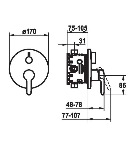 KWC WAMAS 2.0 Fertigmontageset Einhand-Wannenbatterie rund, chrom