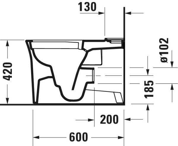 Duravit White Tulip Stand-WC für Kombination, Tiefspüler, spülrandlos, WonderGliss, weiß