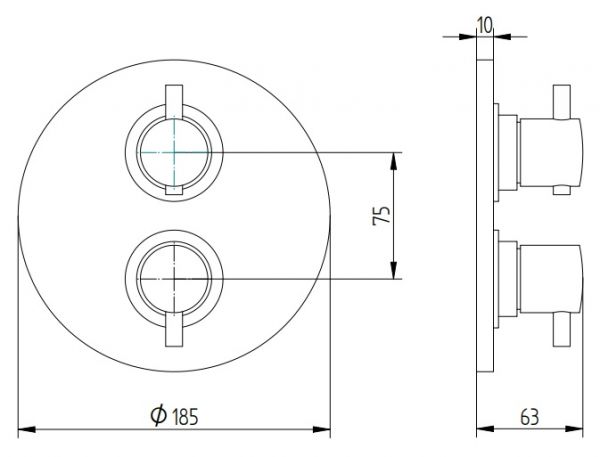 Avenarius Thermostat-Mischbatterie mit Mengenregulierung, Unterputz, chrom