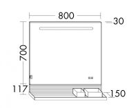 Vorschau: Burgbad Fiumo Leuchtspiegel 80cm, LED-Beleuchtung, Wandablage, Reling in schwarz und Pliséefront