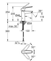 Vorschau: Grohe Eurosmart Einhand-Waschtischbatterie M-Size mit Verbrühschutz, offener Hebelgriff, chrom