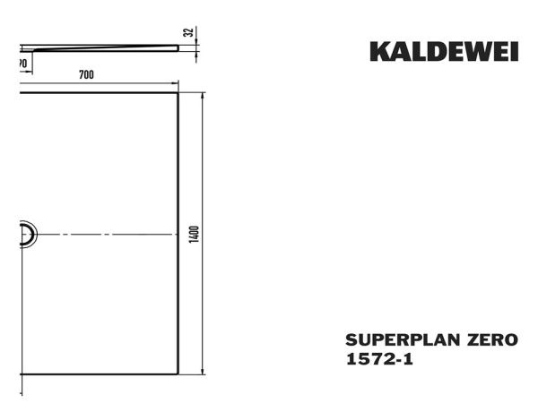 Kaldewei Superplan Zero bodenebene Rechteck-Duschwanne 70x140cm Mod.1572-1