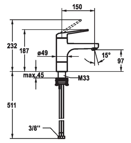 KWC DOMO 6.0 Niederdruck-Waschtischarmatur, schwenkbarer Auslauf, chrom