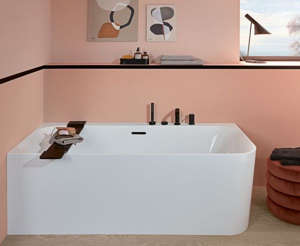 Villeroy&Boch Loop&Friends Square Eck-Badewanne 180x80cm, Ecke links, mit Schürze, weiß