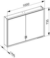 Vorschau: Keuco Royal Lumos Spiegelschrank für Wandvorbau, 2 lange Türen, DALI-steuerbar 100x73,5cm 14304172303