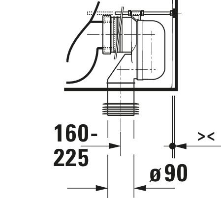 Duravit ME by Starck Stand-WC für Kombination, Tiefspüler, spülrandlos, weiß