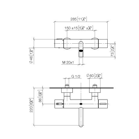 Dornbracht Meta Wannen-Thermostat für Wandmontage ohne Garnitur