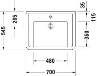 Vorschau: Duravit Starck 3 Waschtisch rechteckig 70x54,5cm, mit 1 Hahnloch, mit Überlauf, WonderGliss, weiß 03097000001