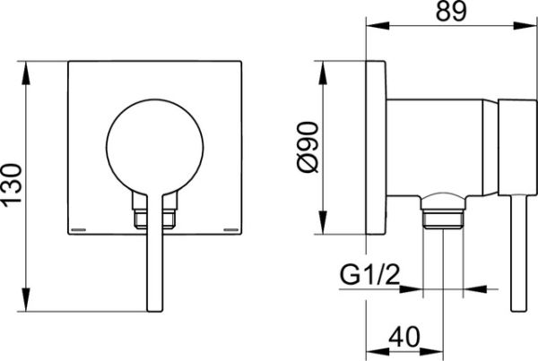 Keuco IXMO Soft Einhebel-Brausemischer mit Schlauchanschluss, Unterputz, Rosette eckig