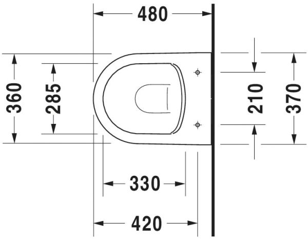 Duravit Soleil by Starck Wand-WC 48x37cm, rimless, weiß