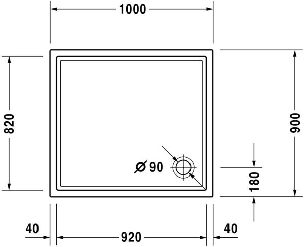 Duravit Starck Slimline Duschwanne rechteckig 90x100cm, Sanitäracryl, weiß