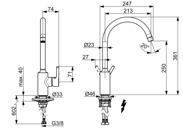 Hansa Hansavantis Spültisch-Einhand-Einlochbatterie, Niederdruck, chrom