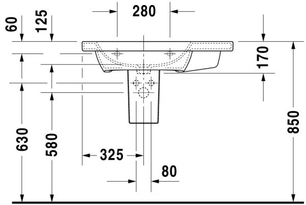 Duravit DuraStyle Waschtisch 80x48cm, mit Überlauf, ohne Wondergliss, weiß 2325800000