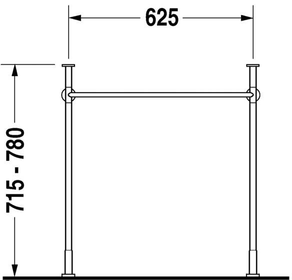 Duravit Vero Metallkonsole bodenstehendWandmontage zu Waschtisch 045470 und 235070, chrom 0030751000