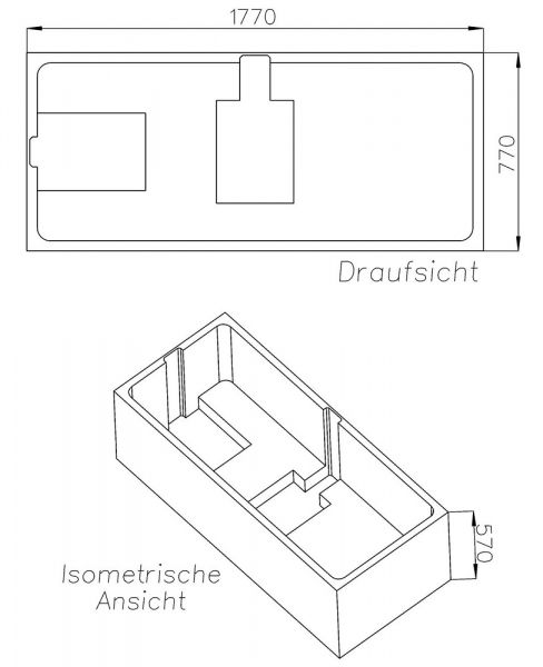 Poresta Compact Badewannenträger für Kaldewei Silenio Badewanne 180x80cm Mod. 676