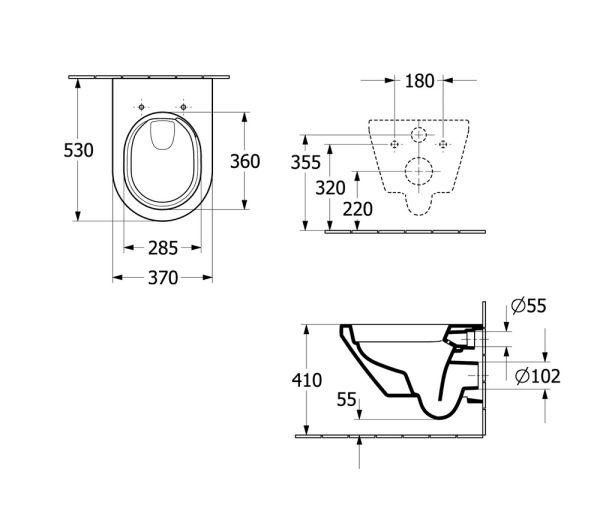 Villeroy&Boch Architectura Wand-Tiefspül-WC, spülrandlos mit TwistFlush[e³], weiß