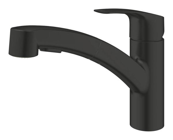 Grohe Eurosmart Küchenarmatur mit herausziehbarer Dual Spülbrause, flacher Auslauf, matt black