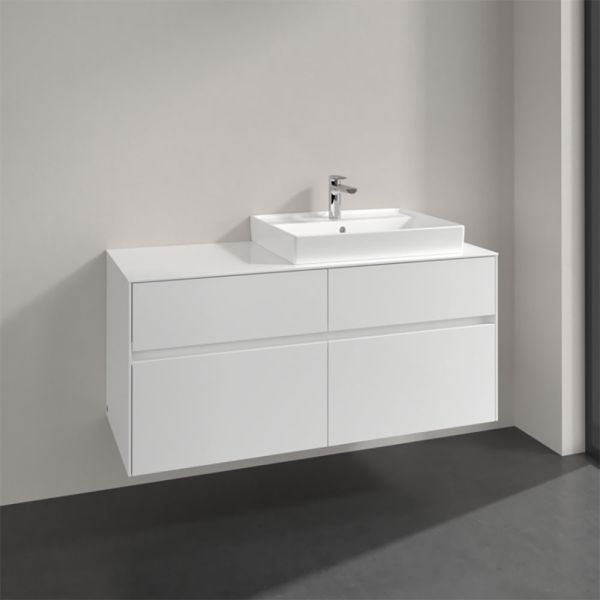 Villeroy&Boch Collaro Waschtischunterschrank passend zu Aufsatzwaschtisch 4A336G, 4 Auszüge, 120cm white C08300DH