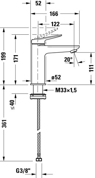 Duravit Wave Einhebel-Waschtischarmatur M ohne Ablaufgarnitur, bronze gebürstet WA1020002004