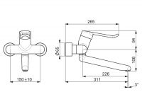 Vorschau: Hansa Hansamedipro Waschtisch-Einhand-Wandbatterie, Bügelhebel, 311mm, chrom