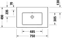 Vorschau: Duravit White Tulip Waschtisch 75x49cm, ohne Hahnloch, mit Überlauf, Ablaufventil, weiß 2363750060