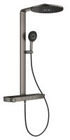 Grohe Rainshower Aqua Pure Duschsystem mit Thermostatbatterie, rund, 8,7 l/min, hard graphite gebürstet/schwarz 100964AL00