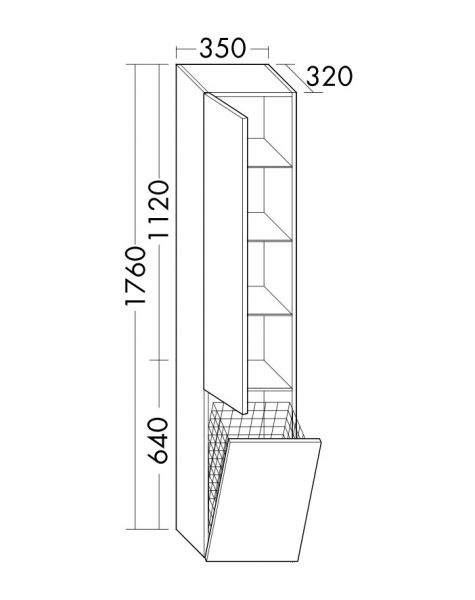 Burgbad Junit Hochschrank mit 1 Tür und 1 Wäschekippe