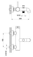 Vorschau: Avenarius Linie 280 Wanne-Brause-Einhebelmischbatterie, Wandmontage, chrom