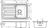 Vorschau: Hansgrohe S44 S440-F342 Edelstahl-Einbauspüle 87x51cm, autom. Ablaufgarnitur, edelstahl