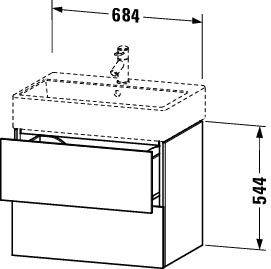 Duravit L-Cube Waschtischunterschrank wandhängend 68x46cm mit 2 Schubladen für Vero Air 235070