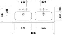 Vorschau: Duravit DuraStyle Doppelwaschtisch 130x48cm, mit Überlauf, ohne Wondergliss, weiß 2338130000