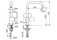 Vorschau: Hansa Hansabasic Einhand-Küchenarmatur, schwenkbar, Ausladung 200mm, chrom