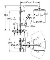 Vorschau: Grohe QuickFix Vitalio Comfort 250 Duschsystem, anpassbar an Bohrlöcher, eckig, schwarz matt